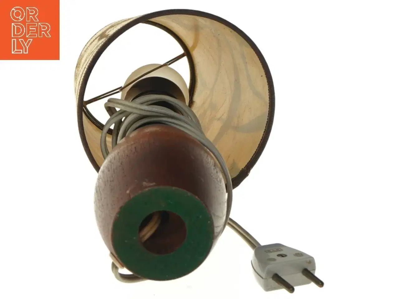 Billede 5 - Lille retro teak bordlampe med  lampeskærm (str. 27 cm)