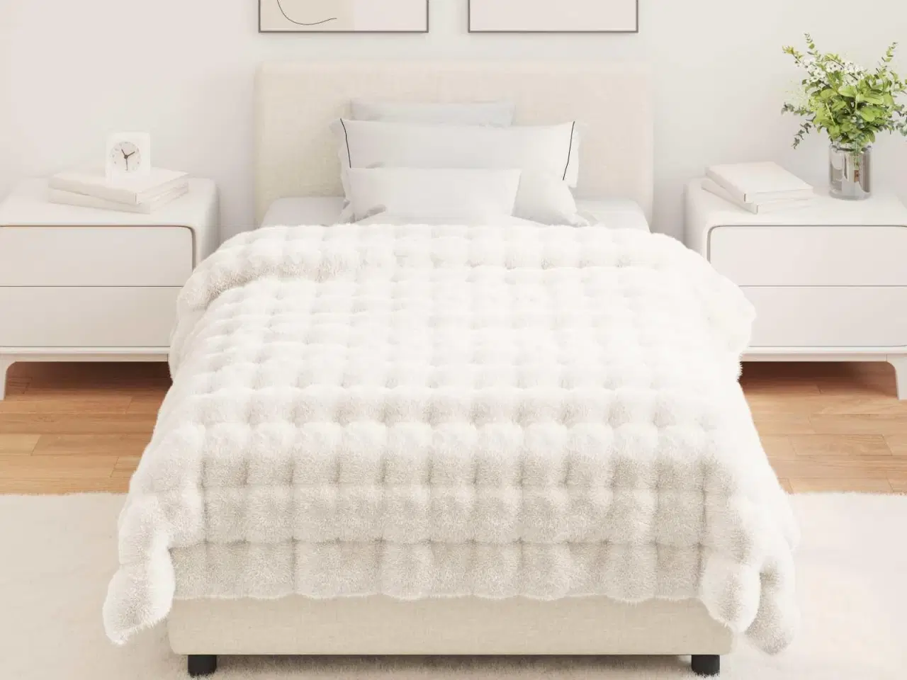 Billede 4 - Faux Kanin Pels Tæppe Hvid 130 x 150 cm Polyester