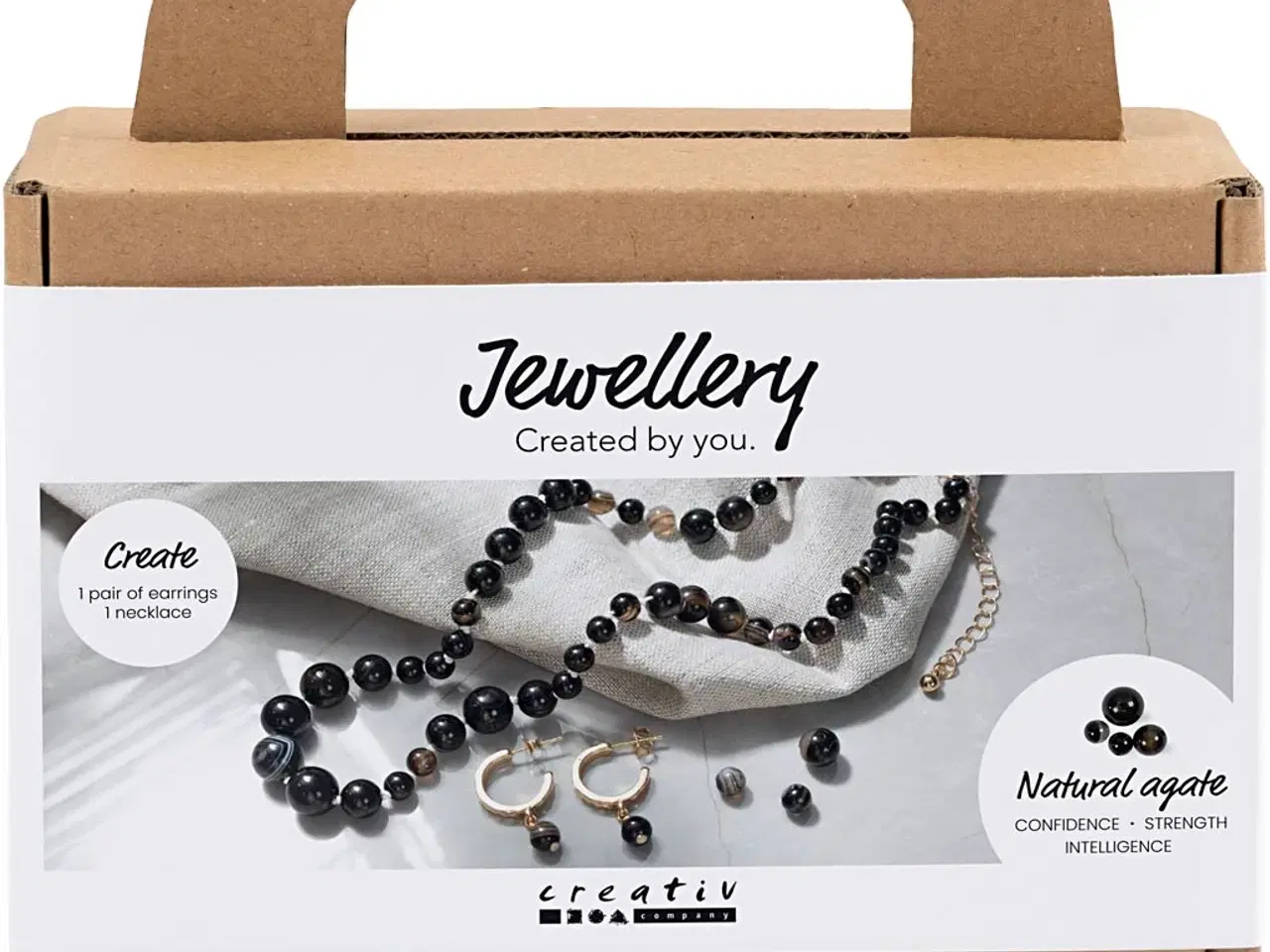 Billede 1 - Mini DIY Kit Smykker, Halskæde og øreringe, sort, hvid, 1 pk.