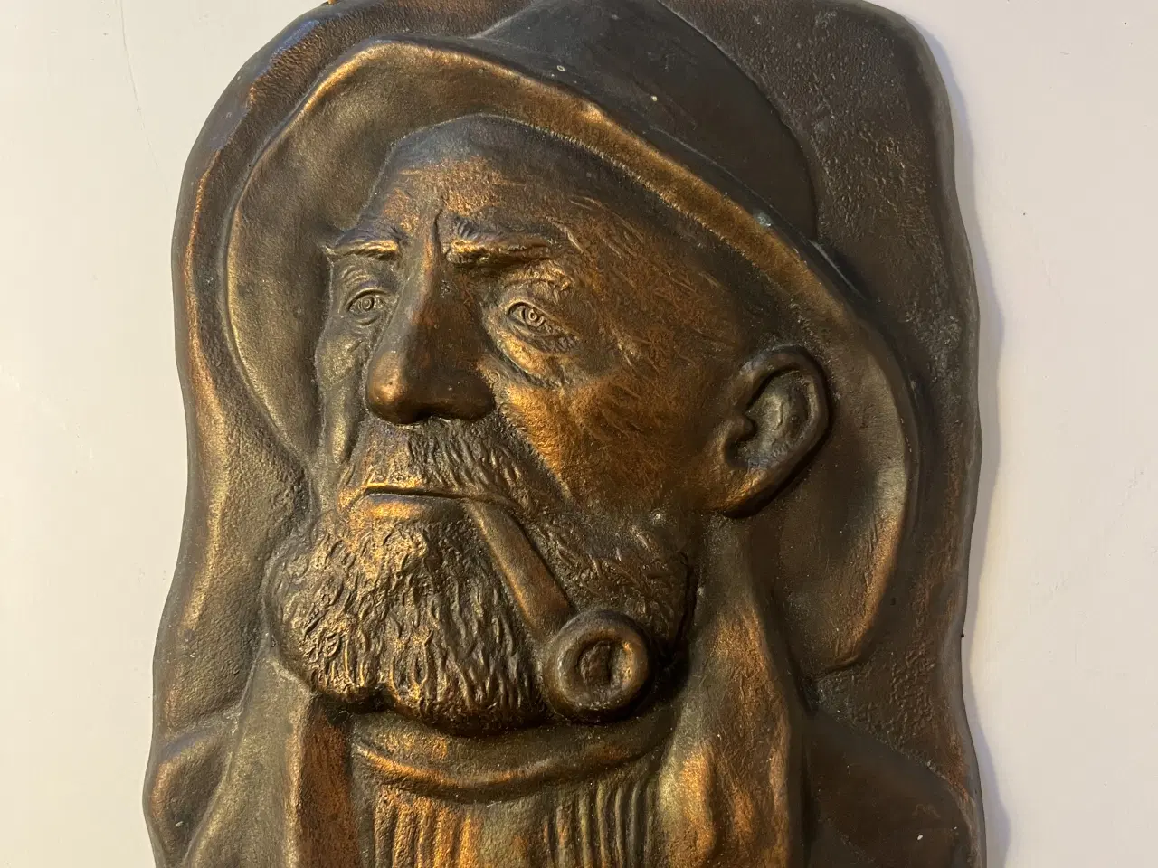 Billede 1 - Retro bronze fisker relief