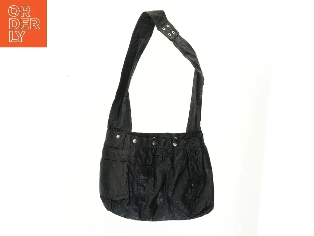 Billede 1 - Sort skuldertaske i kunstlæder (str. 37x49 cm)