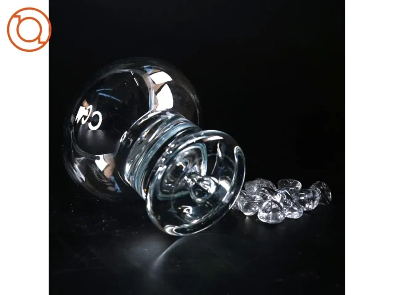 Billede 1 - Glas vase med dekotrative glassten (str. 14 x 14 cm)