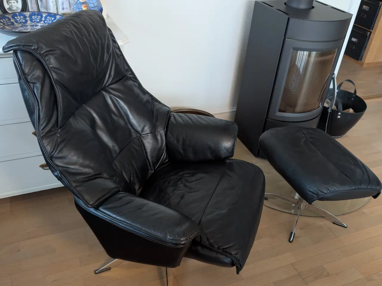 Billede 2 - Læder lænestol med skammel