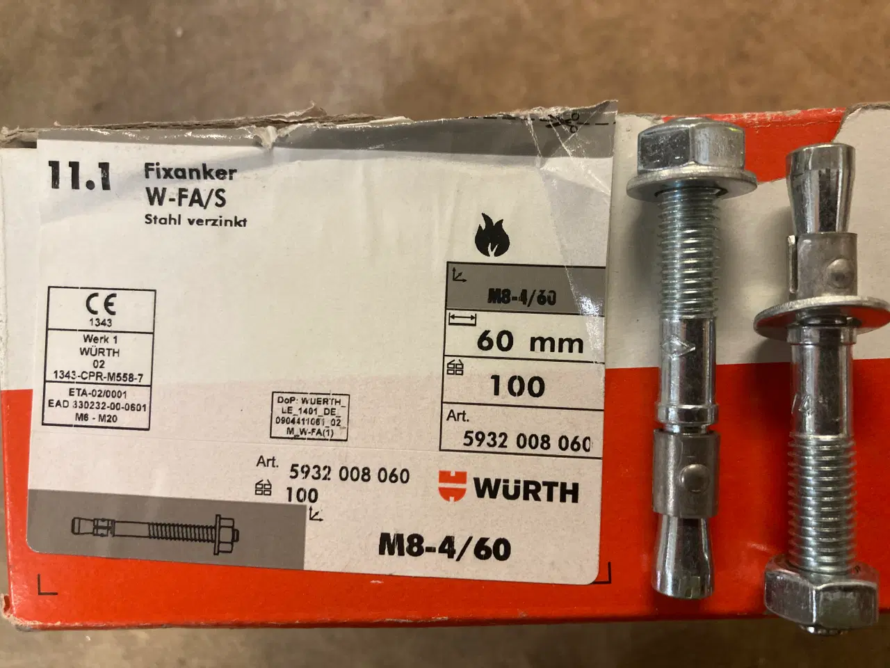 Billede 2 - Fixanker/Stolpeanker M8-4/60 - Würth