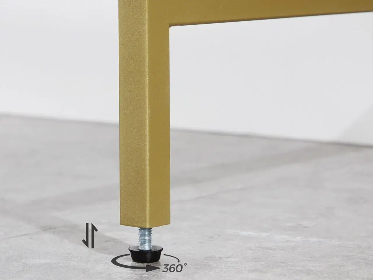 Billede 6 - Konsolbord glas hærdet glas, metalstel, 2 hylder, justerbare fødder, guldfarvet, 100 × 35 × 80 cm