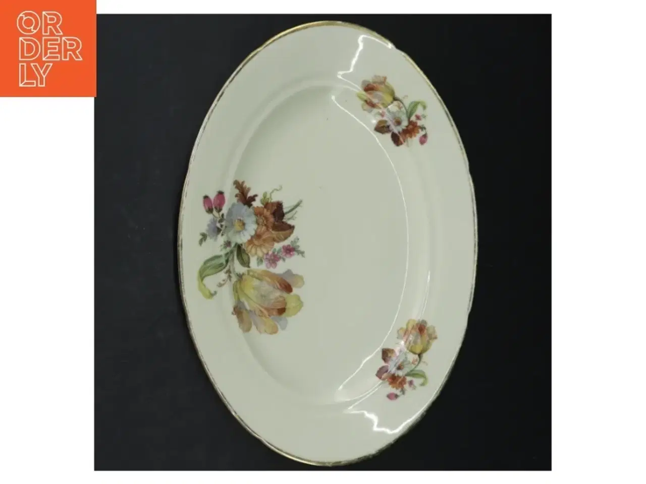 Billede 1 - Flot fad med blomsterdekoration (str. 29 cm)