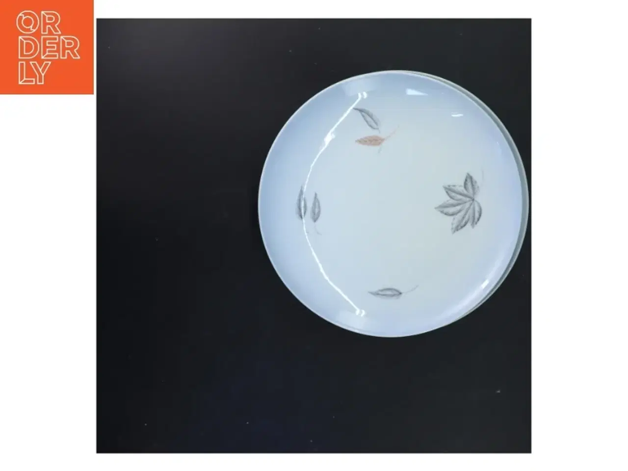 Billede 2 - Sæt af 5 porcelænstallerkener med bladmønster fra B&G (str. Ø 24 cm)