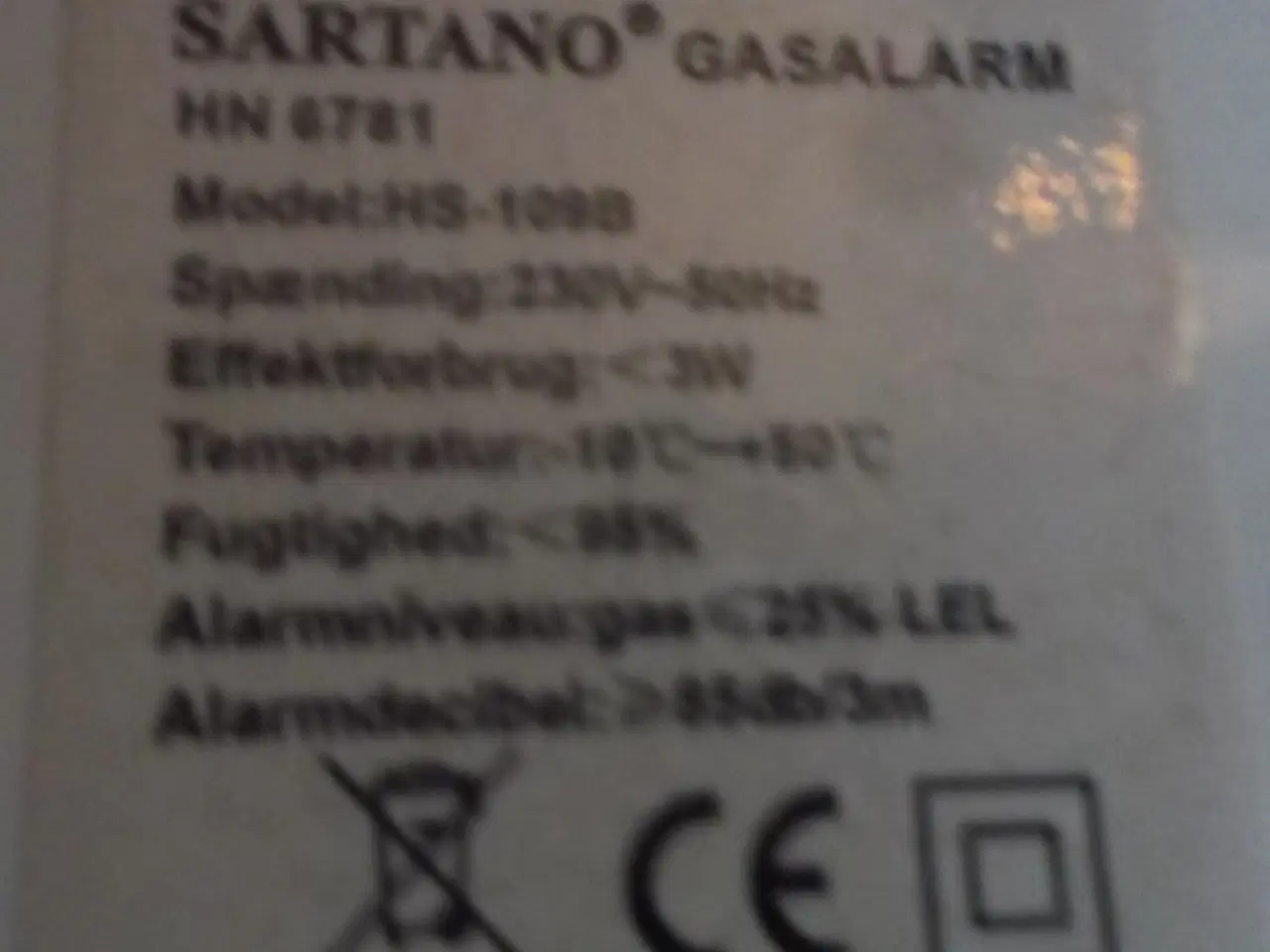 Billede 3 - Sartano husholdnings gasalarm HN 6781