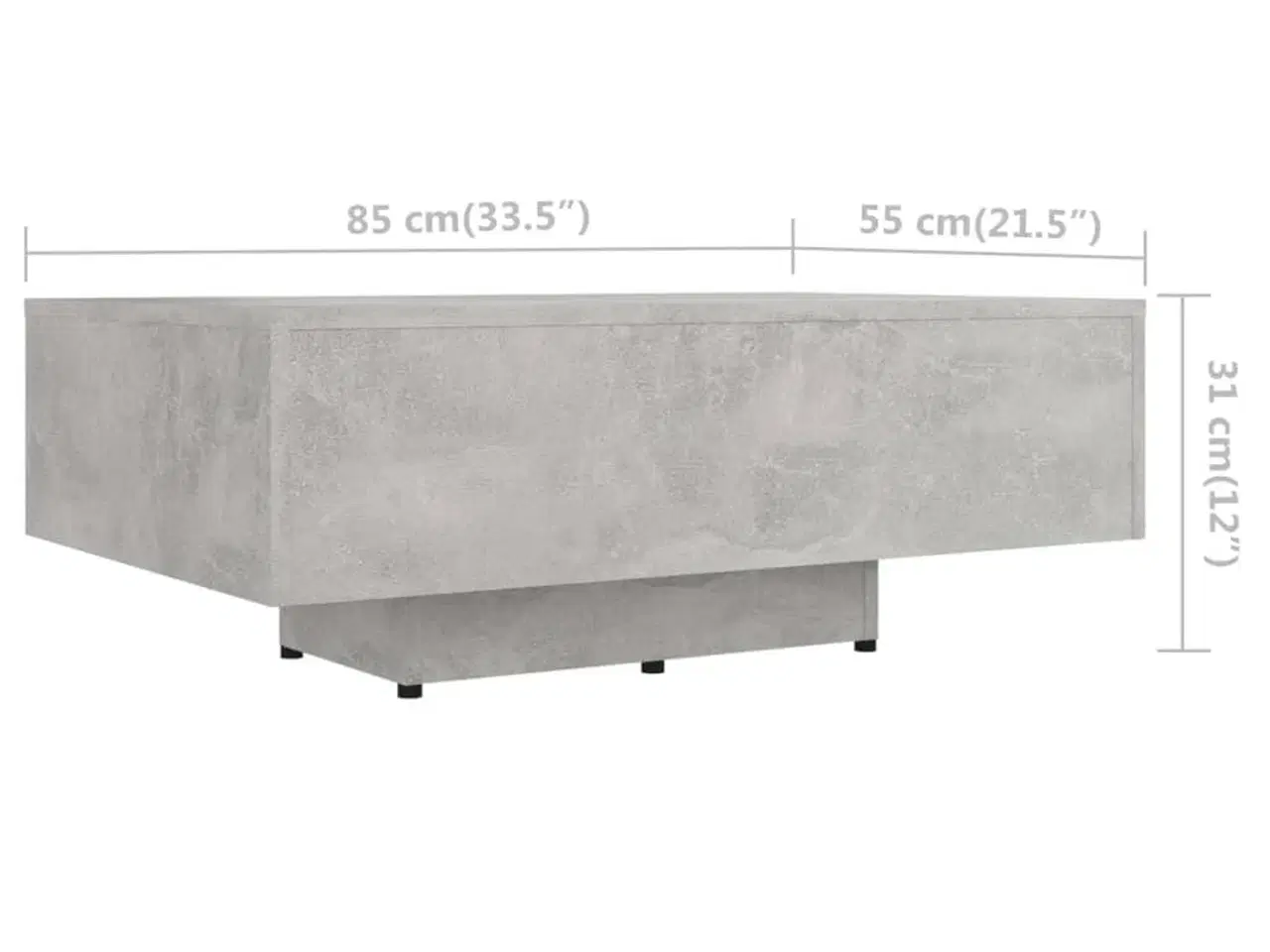 Billede 6 - Sofabord 85x55x31 cm spånplade betongrå