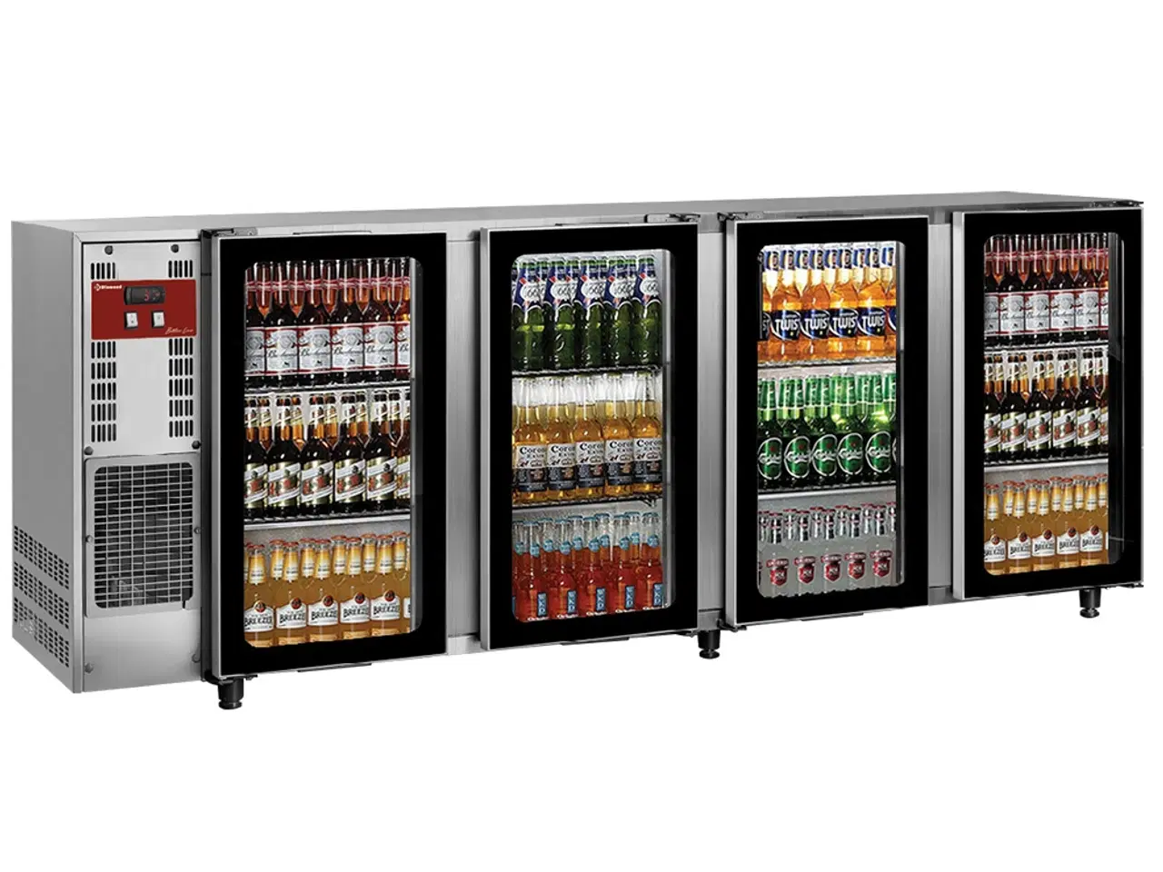 Billede 1 - Rustfri Bar-Køler (267cm) med 4 Glasdøre – 783L