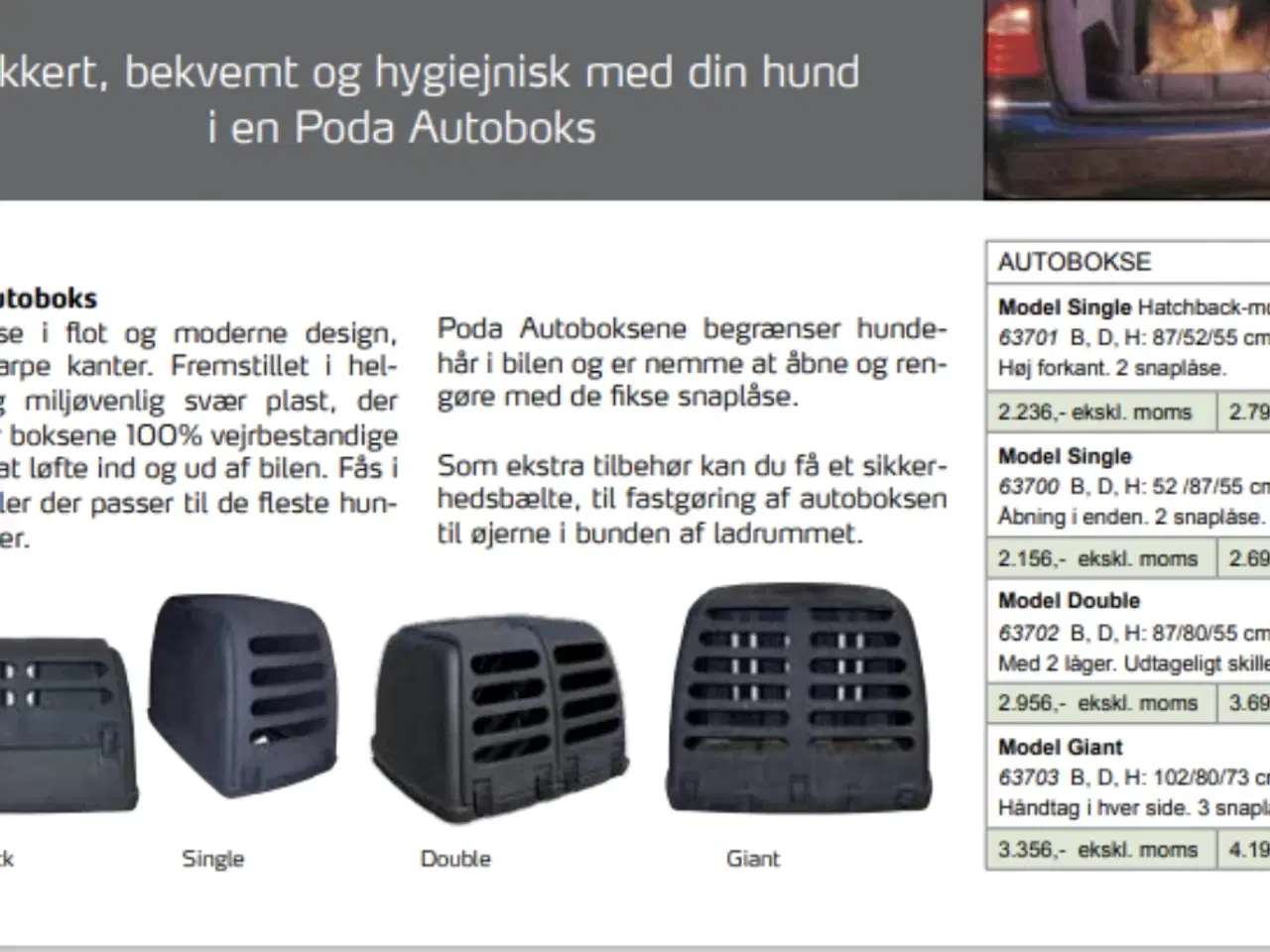 Billede 4 - Poda Autoboks til hund i sort plast. 