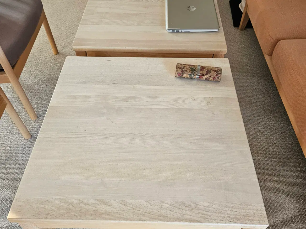 Billede 2 - 2 mindre sofaborde i sæbehandlet bøg