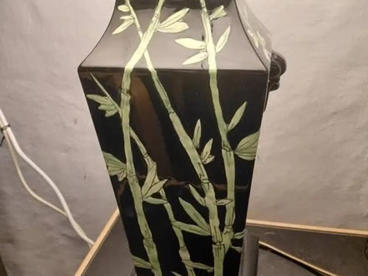 Billede 2 - Keramisk Bordlampe Bambus Design Sort/Grøn