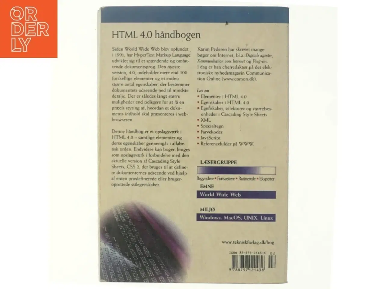 Billede 3 - HTML 4.0 håndbogen af Karim Pedersen (f. 1978) (Bog)