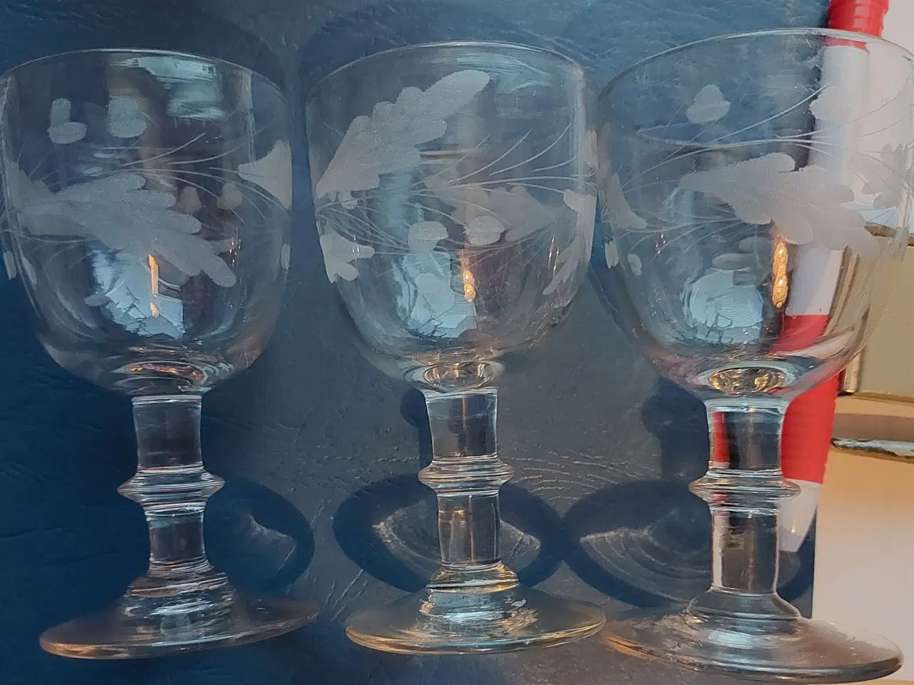 Billede 5 - 3 stk. EGELØV GLAS - midt 1800 tal ( samlet pris )