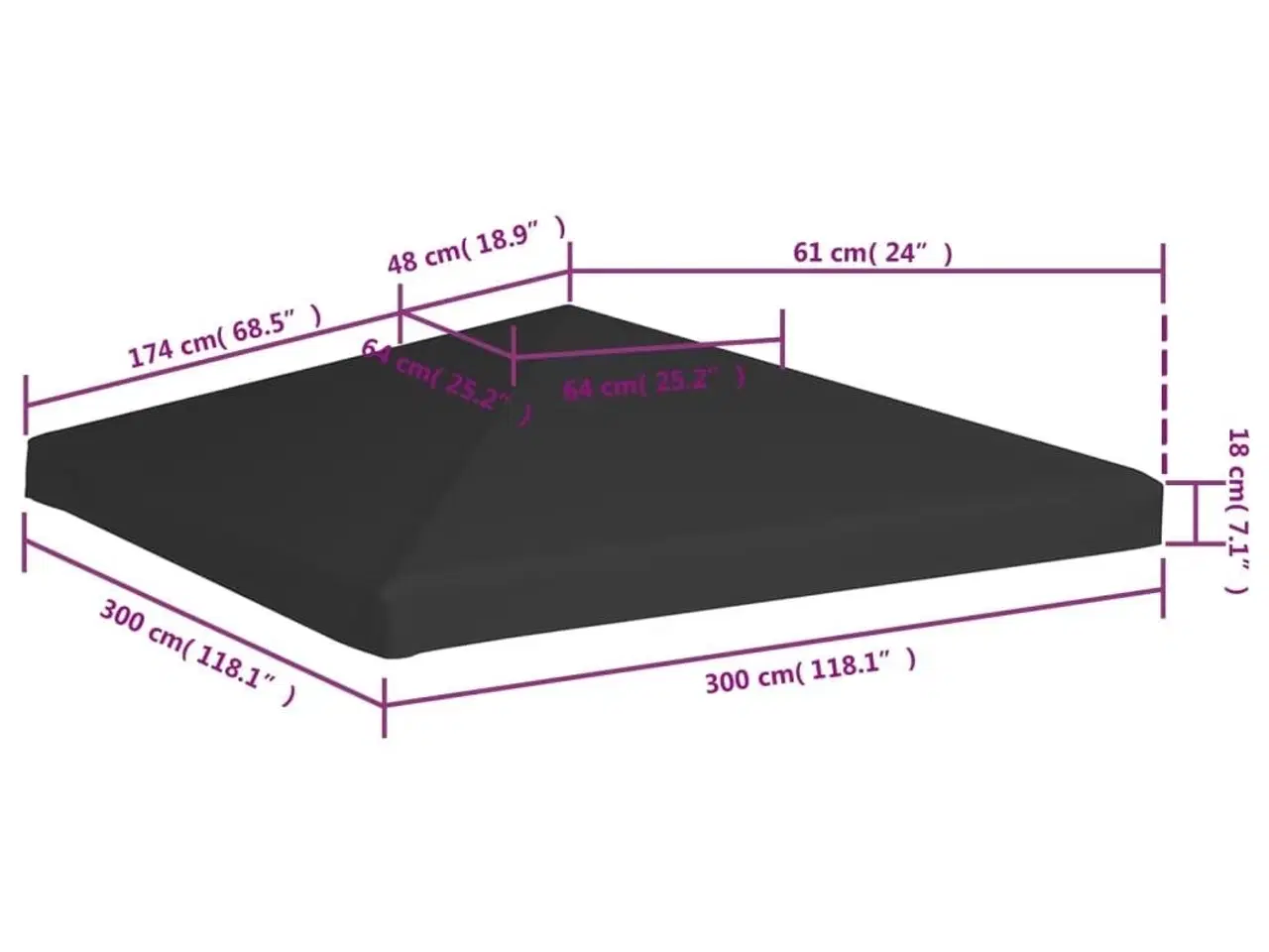 Billede 6 - Pavillontopdække 3x3 m 270 g/m² sort