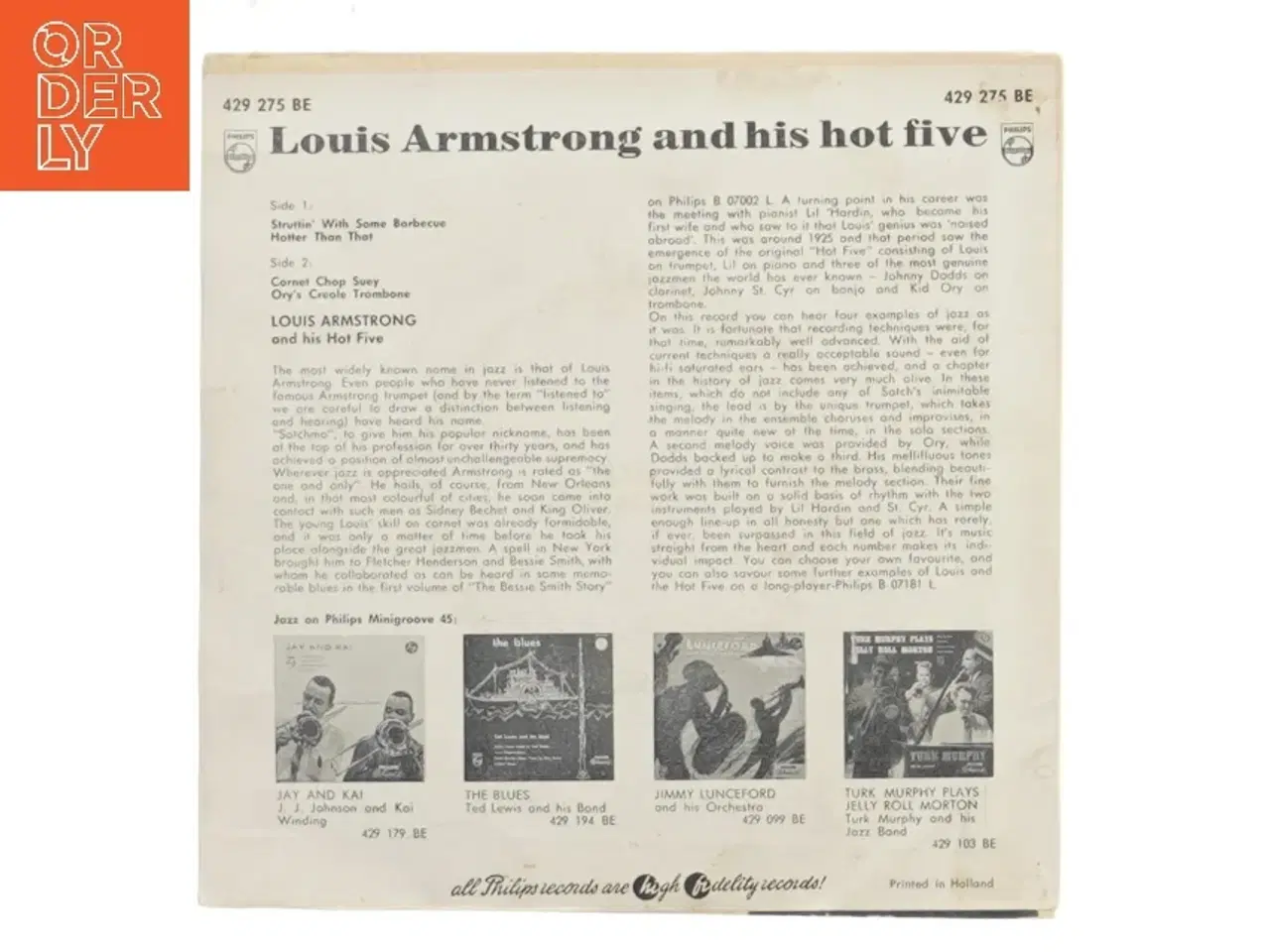 Billede 2 - Louis Armstrong og hans Hot Five Vinyl