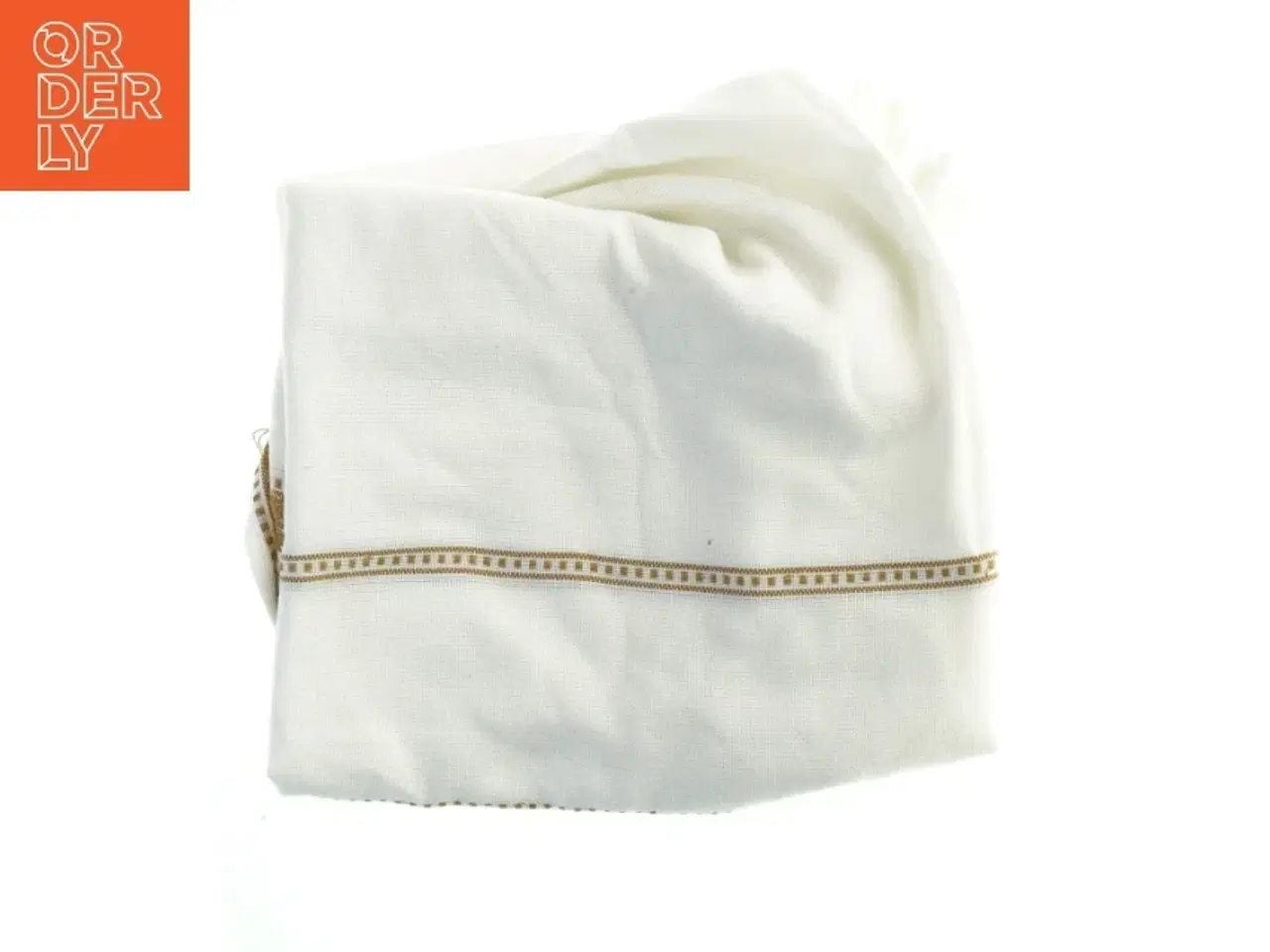 Billede 3 - Hvidt dug med brunt mønster