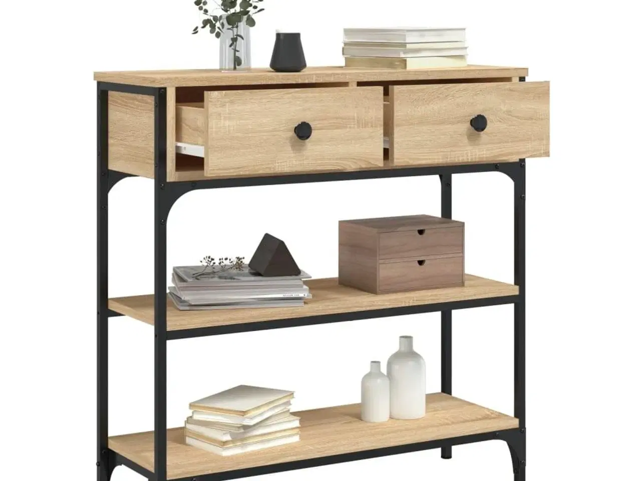 Billede 4 - Konsolbord 72,5x25x75 cm konstrueret træ sonoma-eg