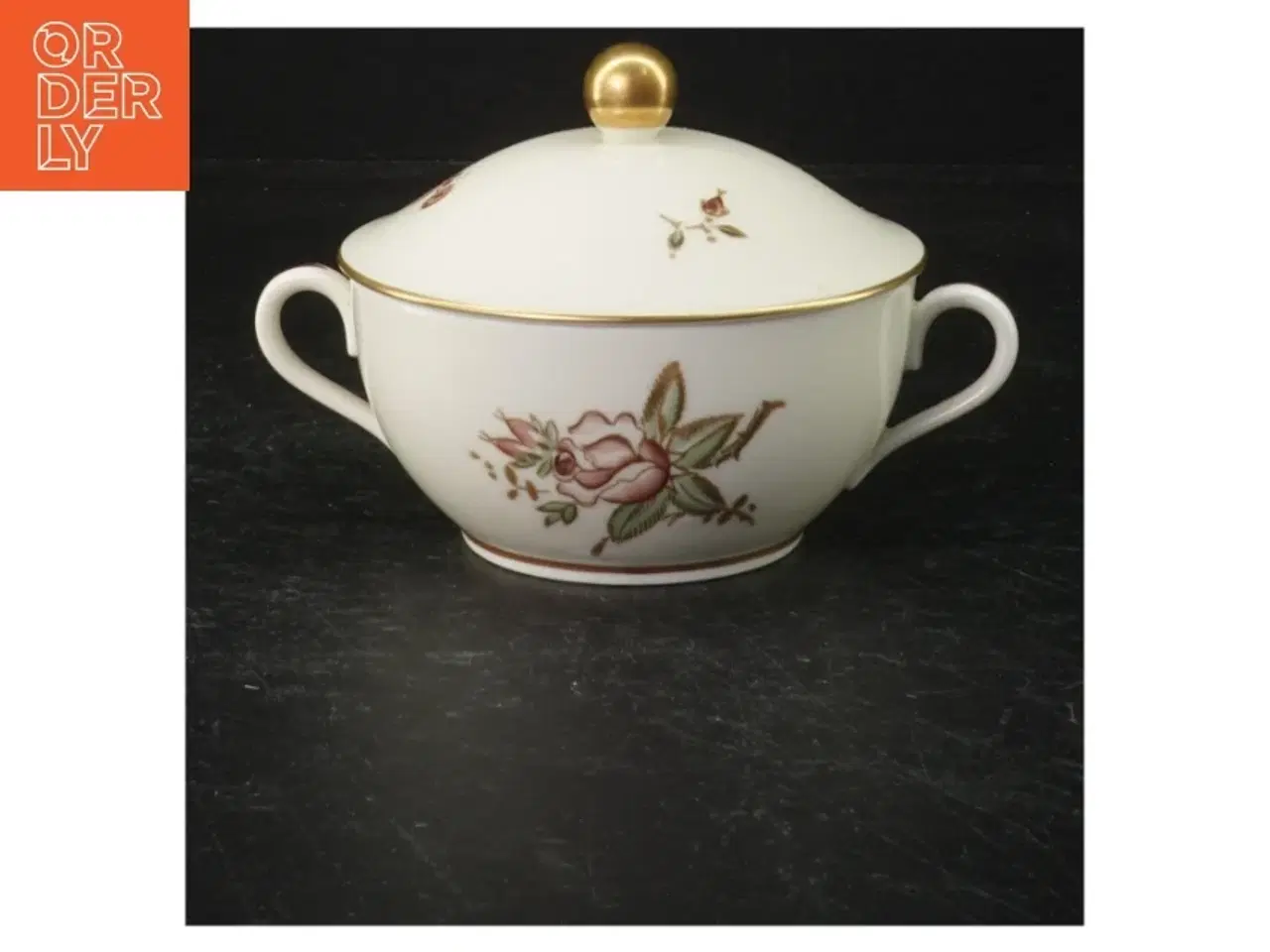 Billede 3 - Porcelæn suppeterrin med låg og blomstermotiv fra B&G
