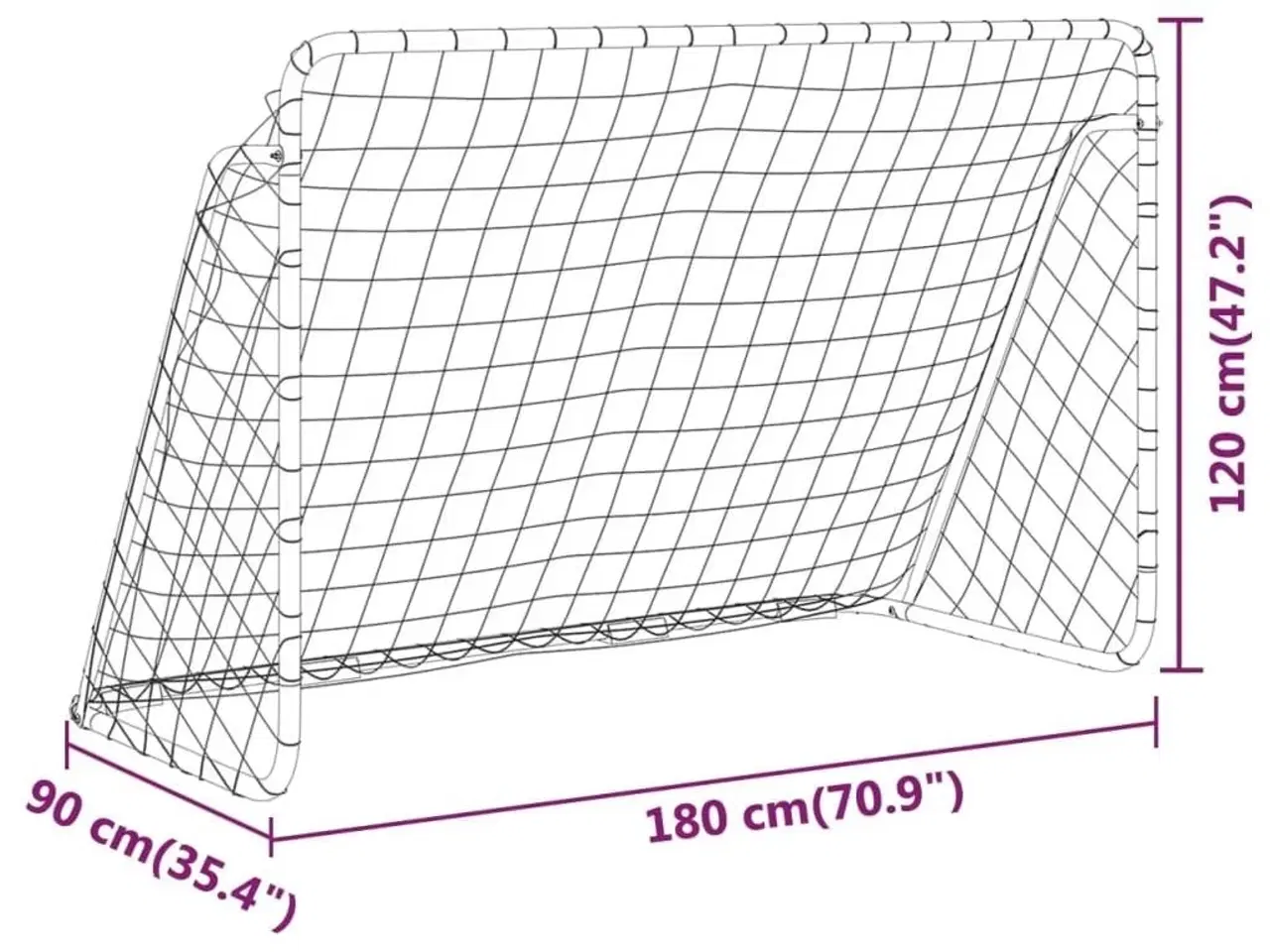 Billede 6 - Fodboldmål med net 180x90x120 cm stål hvid