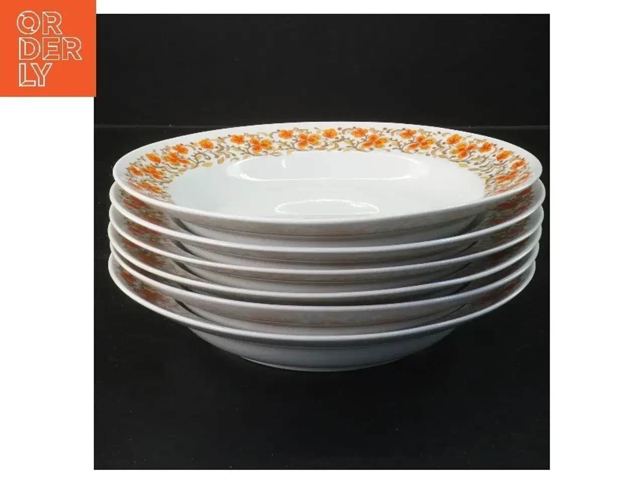 Billede 1 - Sæt af 6 dybe tallerkener med blomsterdekoration fra Schmidt (str. 6 stk Ø 21 cm)