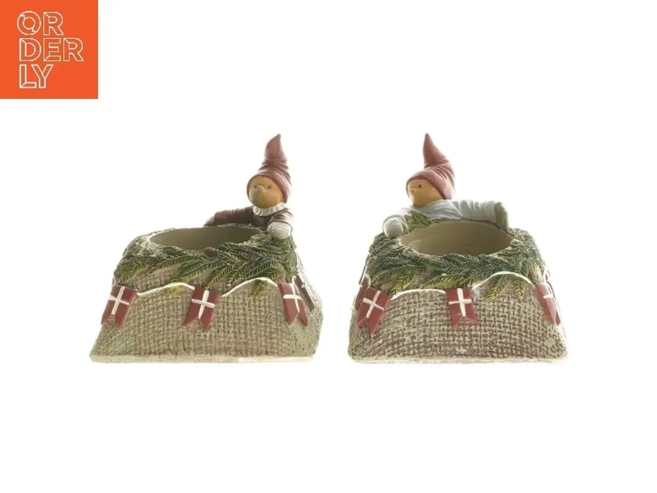 Billede 1 - KLarborg Julelysestager med nisser (str. 9x9 cm)