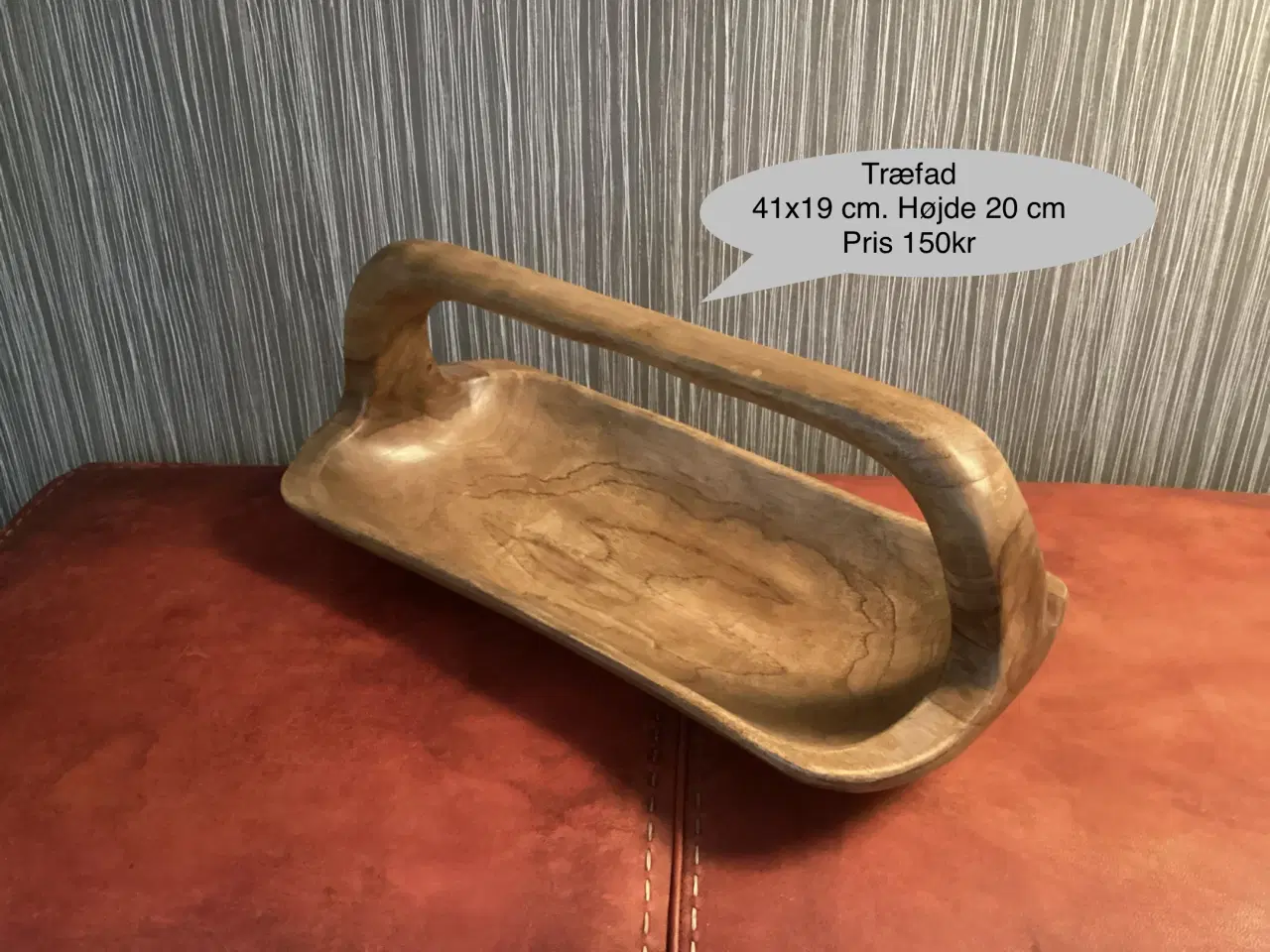 Billede 1 - Flot træfad med hank