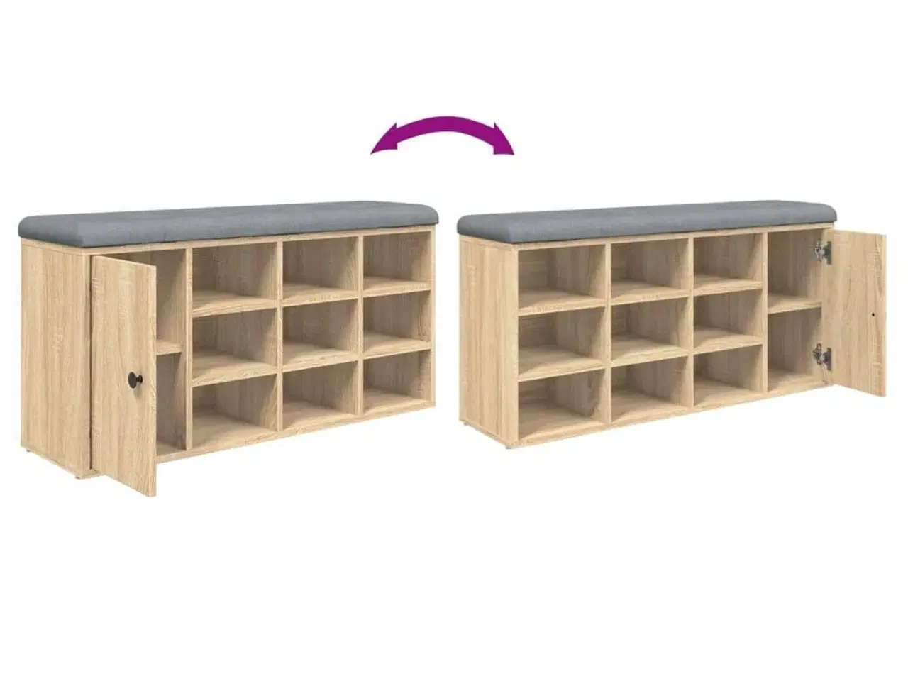 Billede 9 - Skobænk 102x32x50 cm konstrueret træ sonoma-eg