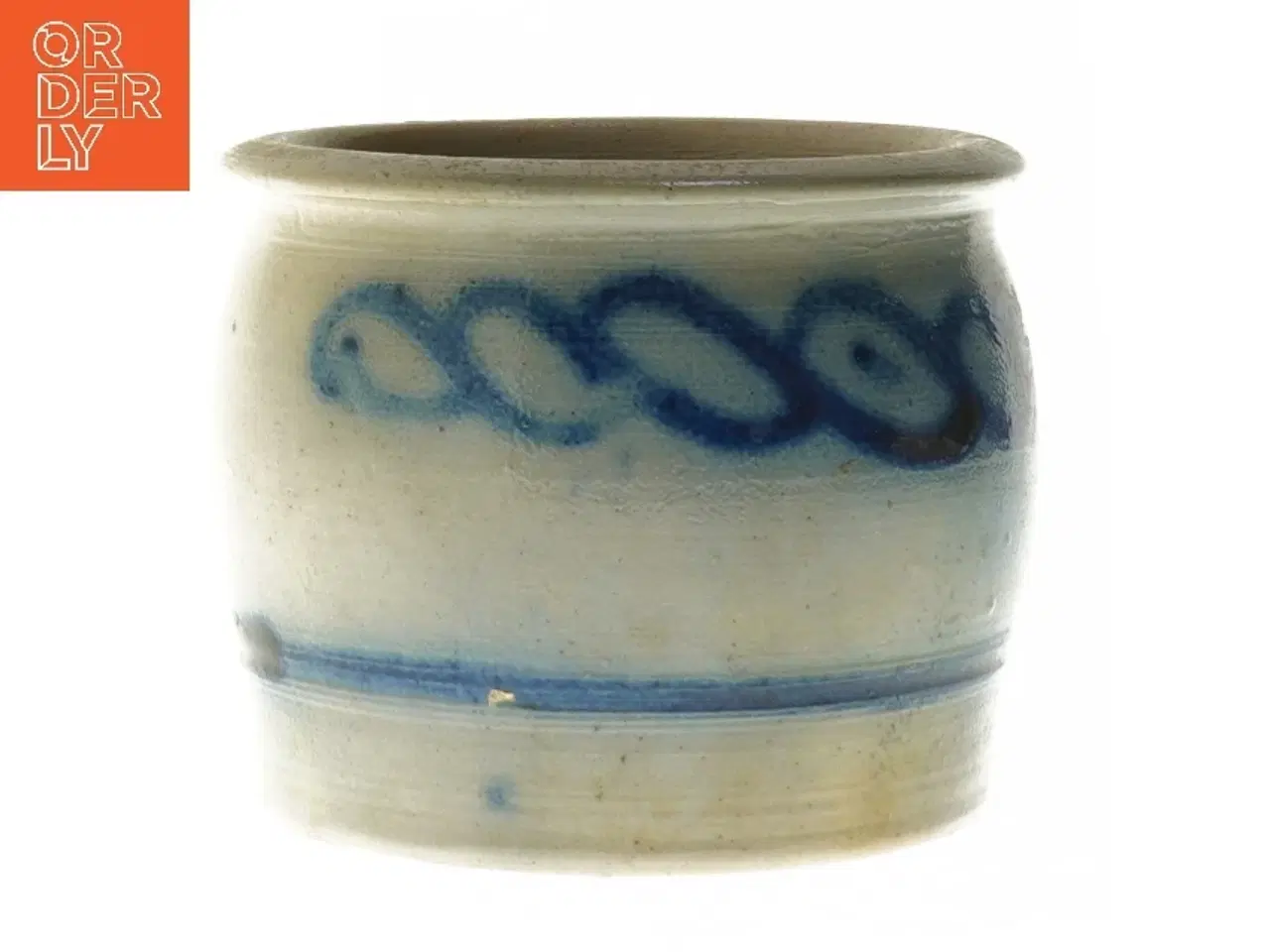 Billede 1 - Keramisk vase med blå dekoration (str. Ø 13,5 cm)