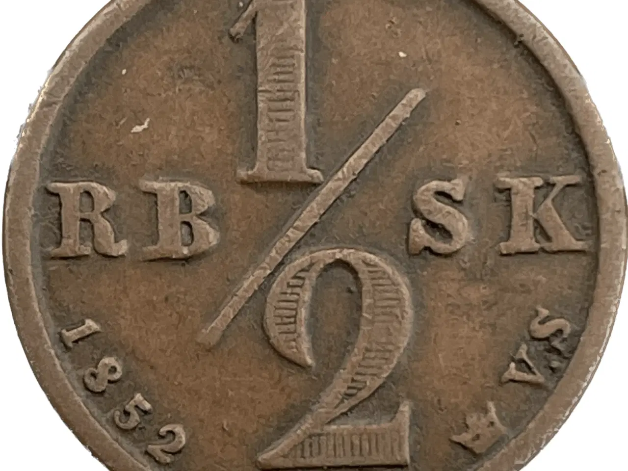 Billede 1 - 1/2 Rigsbankskilling 1852