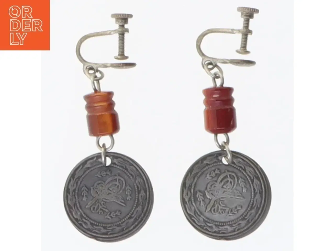 Billede 2 - Vintage skrueøreringe med vedhæng (str. 6 x 2 cm)