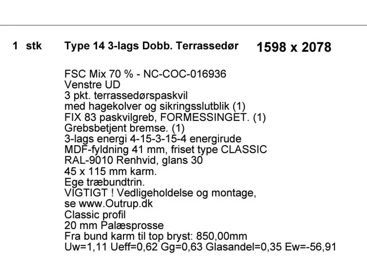 Billede 2 - Dobbelt terrassedør 