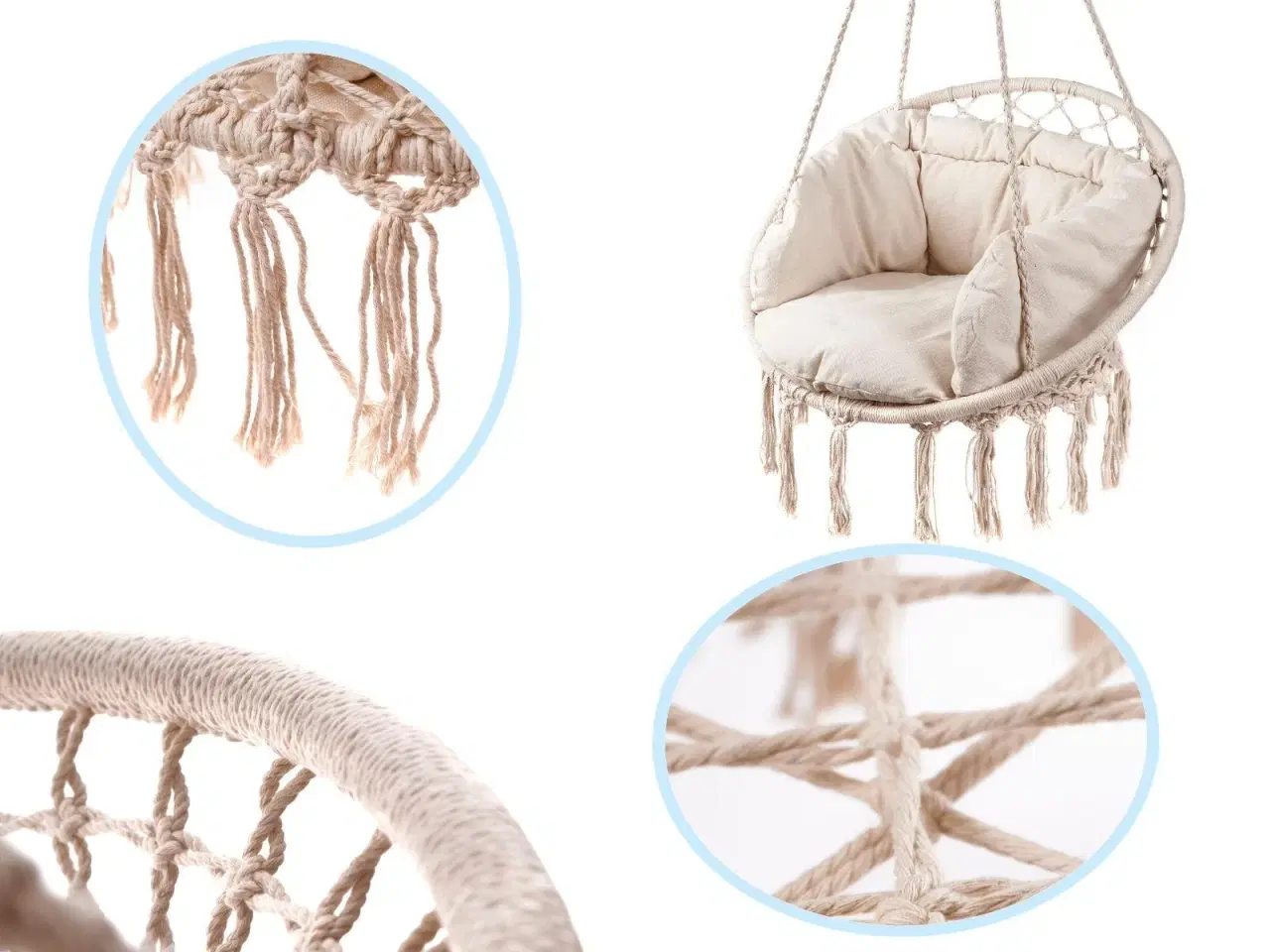 Billede 3 - Hængekøje-stol storkerede med ryglæn 80 cm i ecru + puder