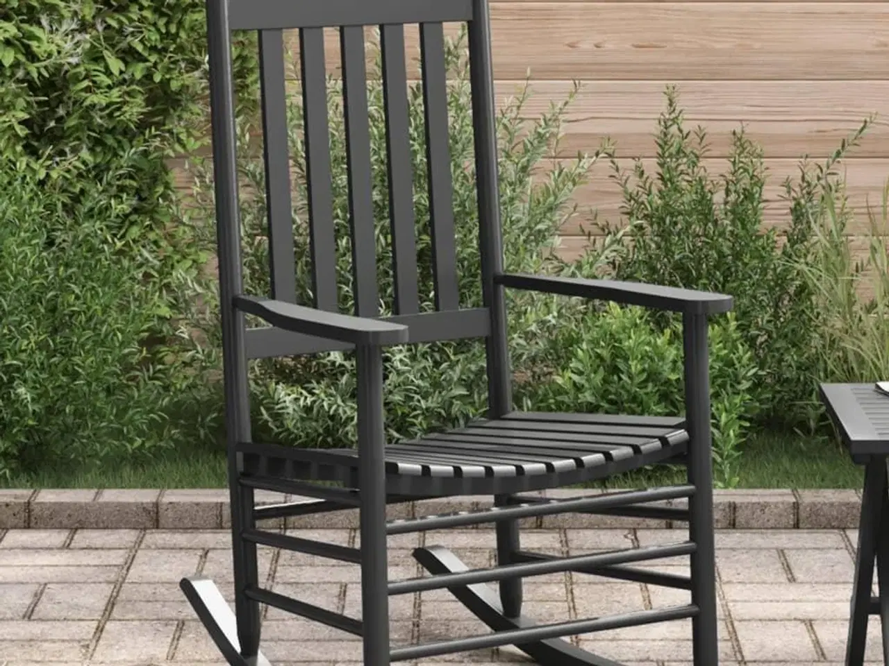 Billede 1 - Gyngestol med buet sæde massivt poppeltræ sort