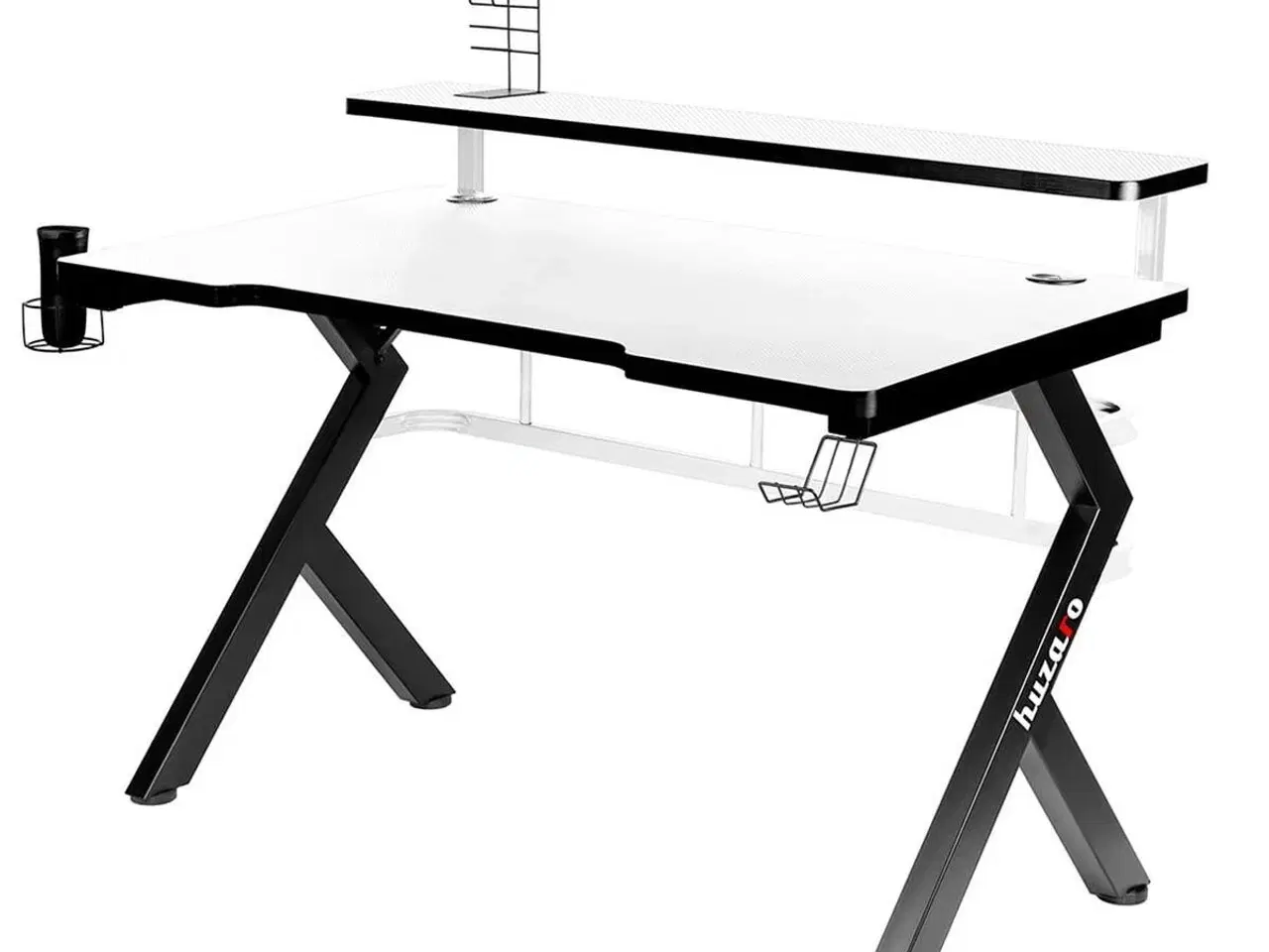 Billede 2 - Huzaro HZ-Hero 5.0 gaming skrivebord - hvid/sort kulfiber 120 x 60 cm