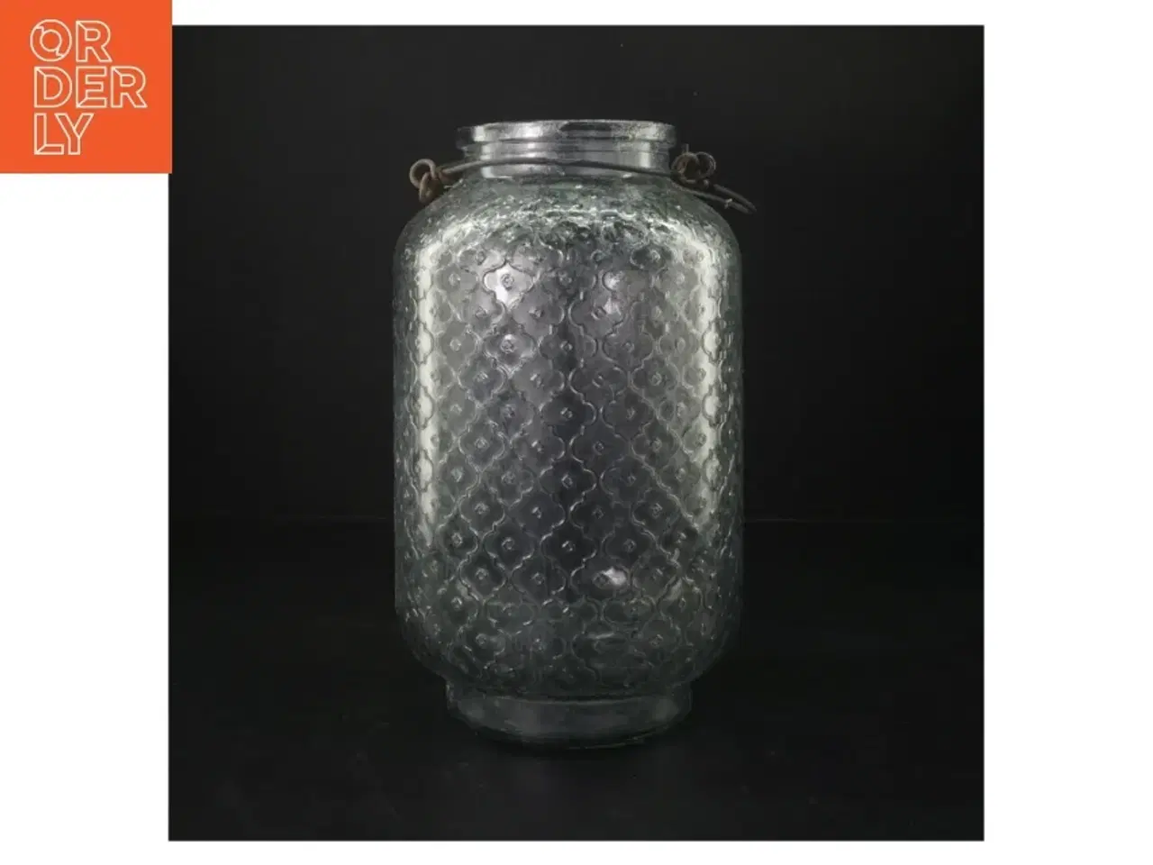 Billede 1 - Glaslanterne med mønster (str. H. 24 cm. ø. 14,5 cm)