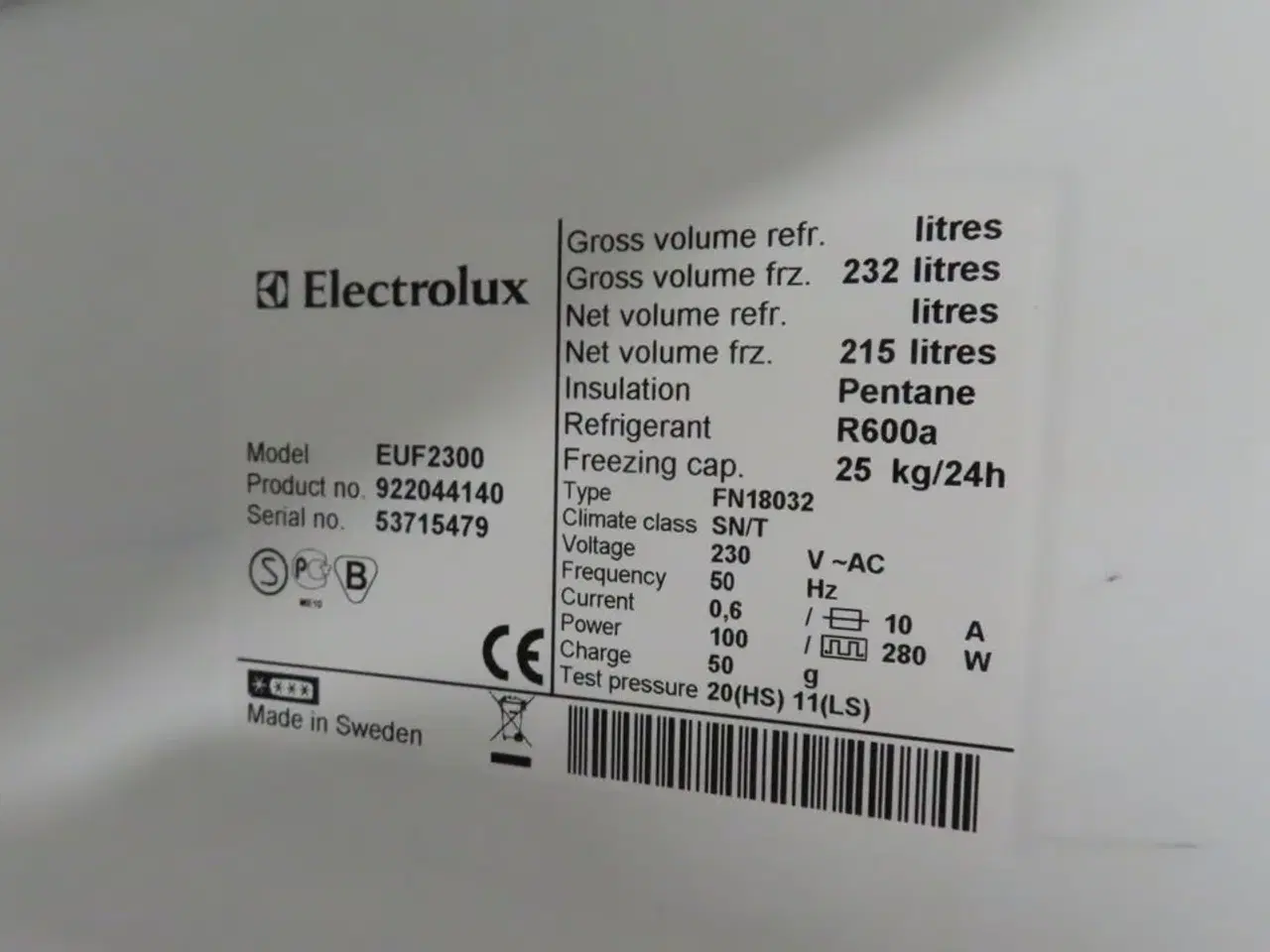 Billede 3 - Fryseskab ELECTROLUX EUF2300