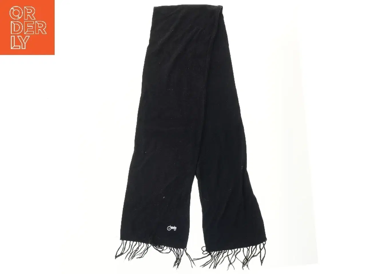 Billede 1 - Sort blødt tørklæde med frynser (str. 160x23 cm)