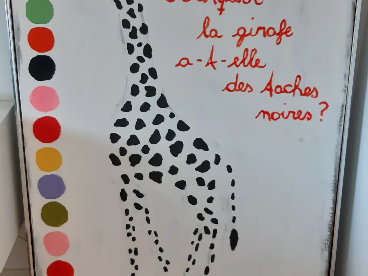 Billede 1 - Maleri " Hvorfor har giraffen sorte prikker".