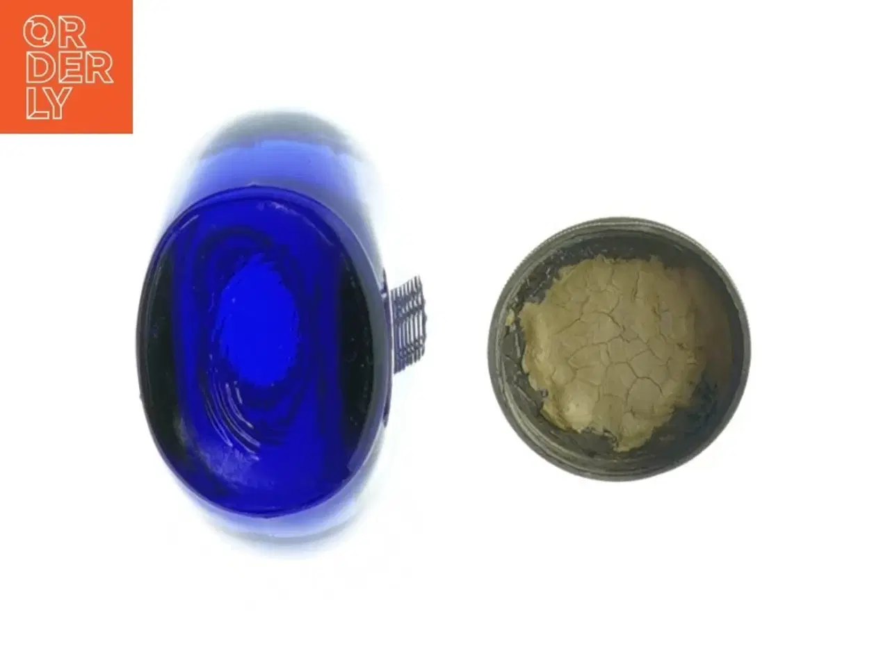 Billede 3 - Gammel Blå glasflaske med måleenheder (str. H. 9 cm. b. 7 cm)