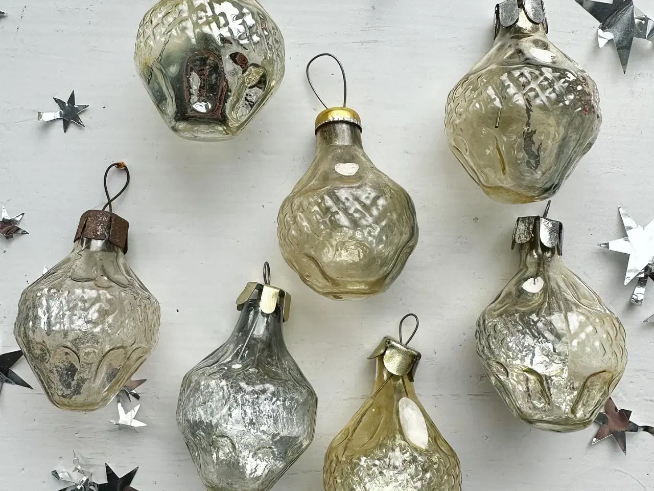 Billede 5 - Vintage julekugler, gyldne minilanterner, 7 stk samlet