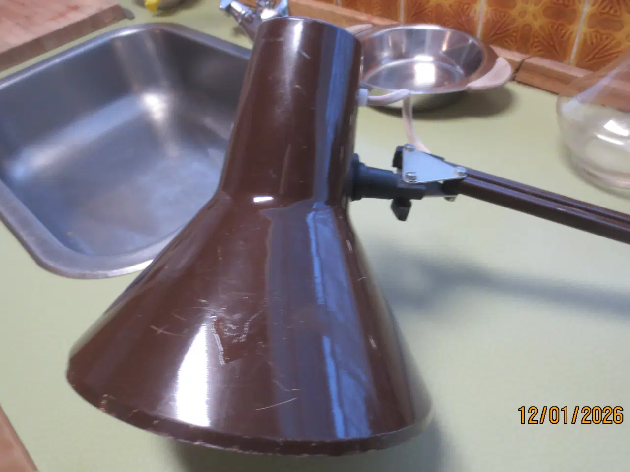 Billede 2 - 1 stk Retro Arkitekt lampe cpl med beslag Brun