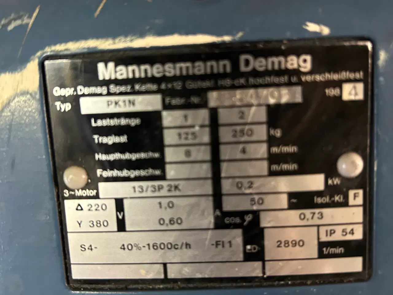 Billede 2 - Demag 250 kg eltalje m. løbekat