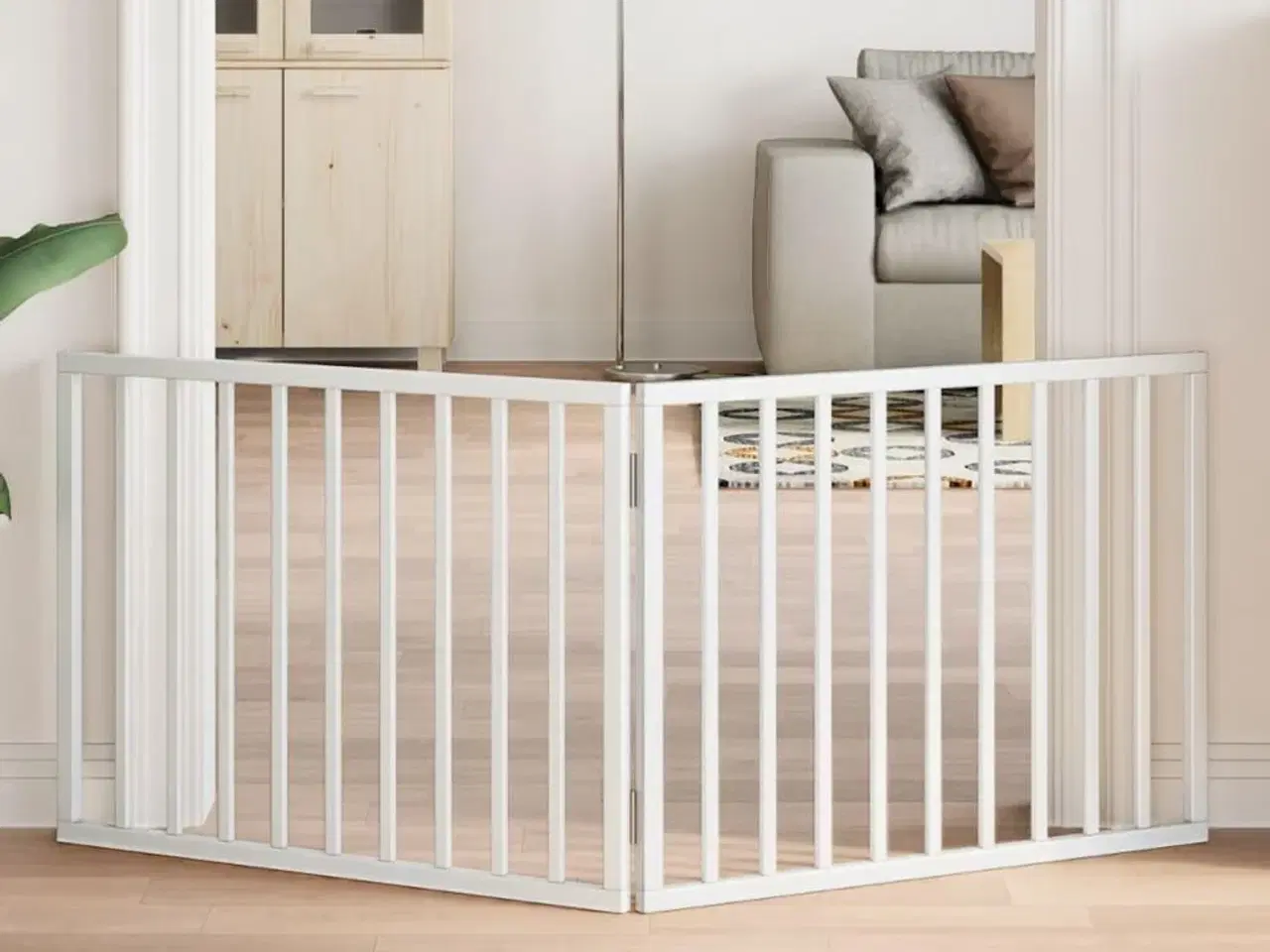 Billede 1 - Hundegitter foldbart 2 paneler hvid 160 cm poppeltræ