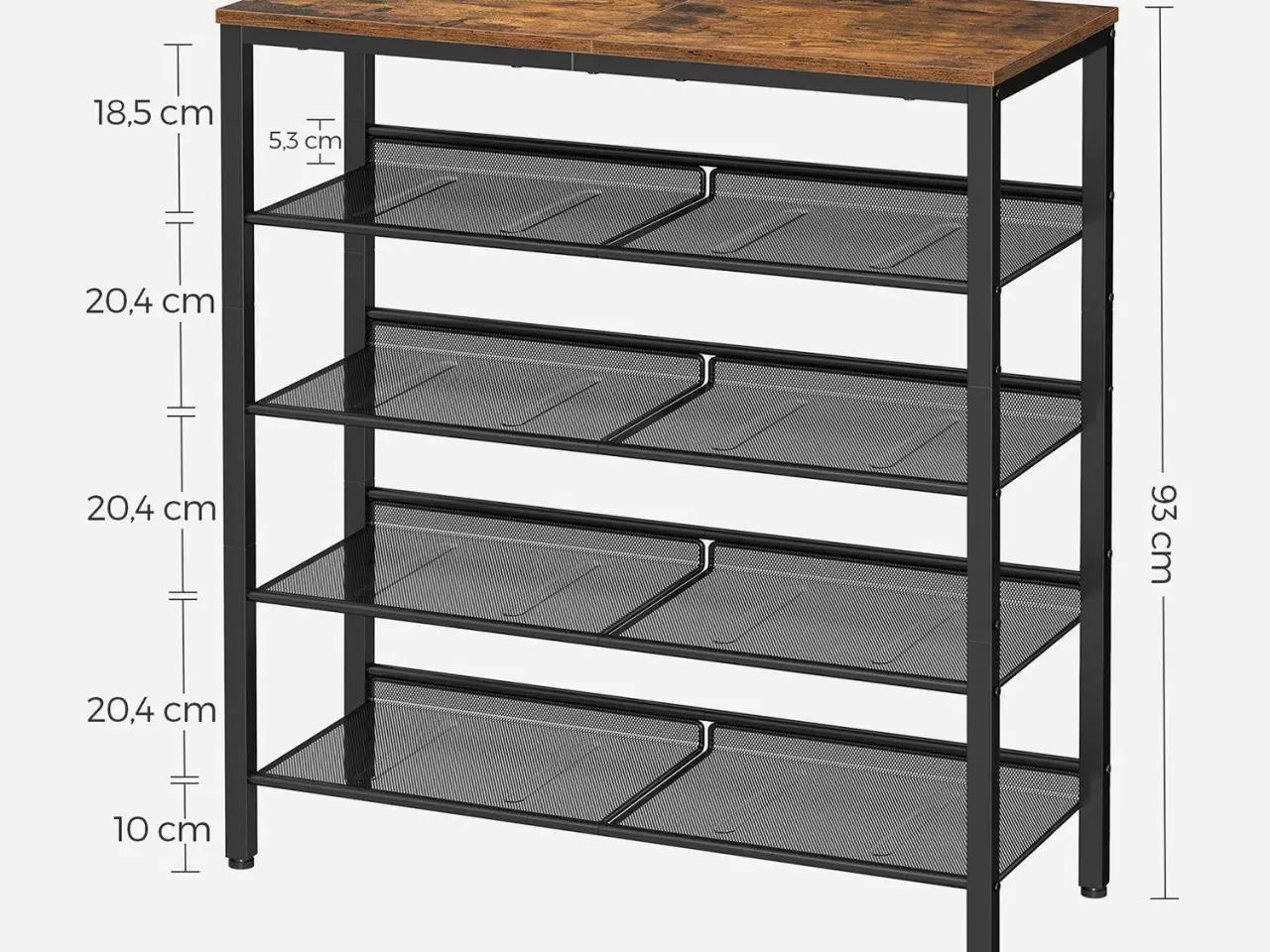 Billede 7 - Skostativ 5 niveauer industrielt stål, rustik brun/sort