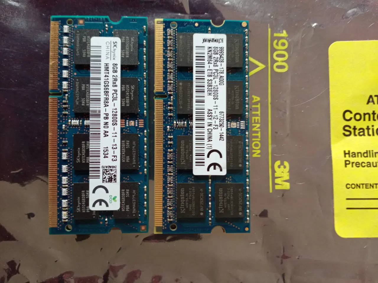 Billede 1 - 2 stk Ram: 8GB DDR3 1600mhz/12800s sodimm