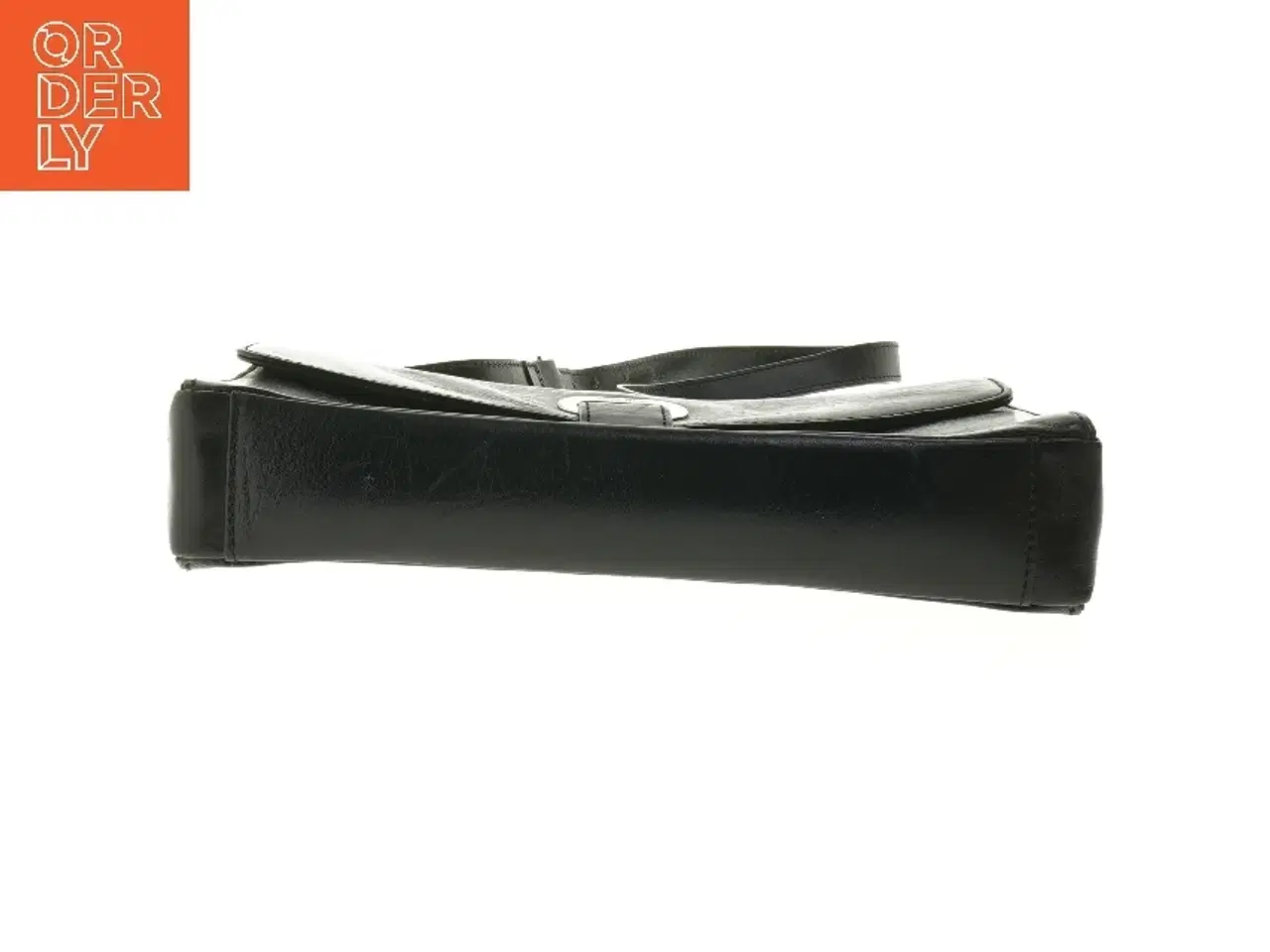 Billede 5 - Sort læder skuldertaske (str. 26 x 19 cm)