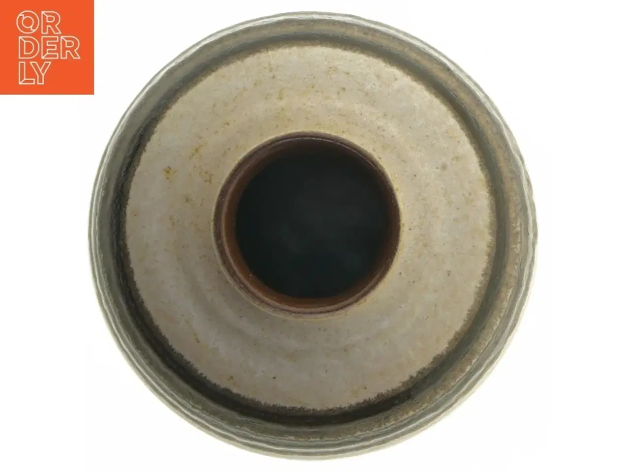 Billede 3 - Keramisk vase med brune striber (str. 10 cm)