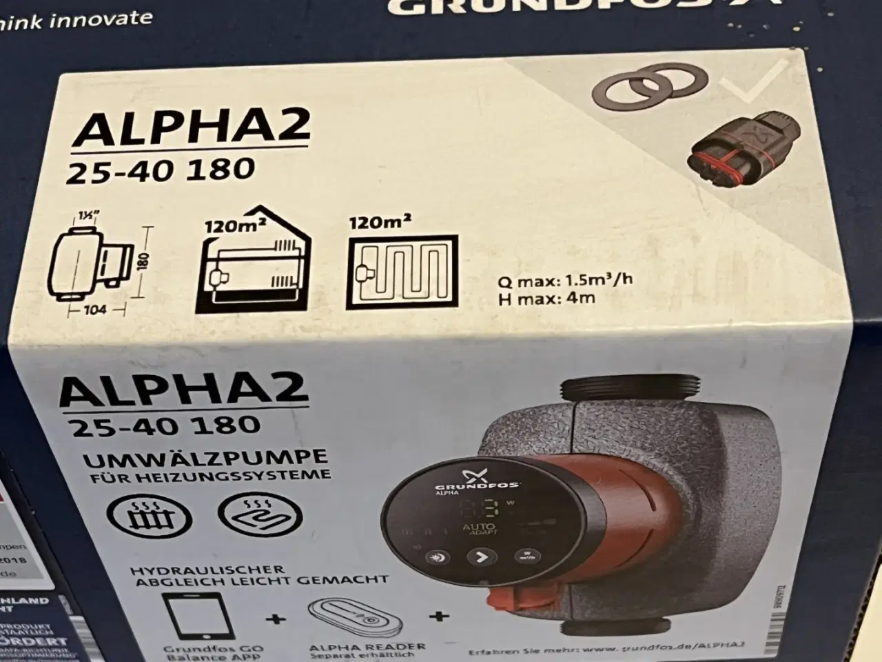 Billede 2 - Grundfos Alpha2 25-40-180 cirkulationspumpe